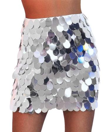 GRAEEN Sequin Dance Skirt | Rave Fringe Hip Skirt for Women & Girls | Party Costume Performance Outfit (Silver, Small) - Buy Online on GoSupps.com