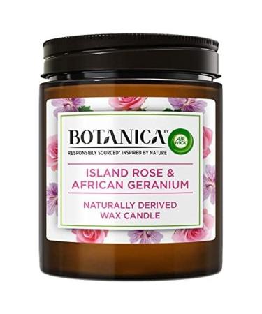 Botanica by AirWick Air Freshener Naturally Derived Wax Candle ISLAND ROSE & AFRICAN GERANIUM Up to 40 Hours Burn Time Island Rose & African Geranium 1 Count (Pack of 1)