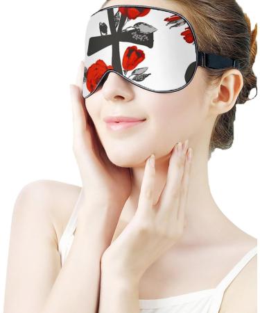 Ankh and Red Roses Sleep Mask - Adjustable Strap Eye Cover for Sleeping, Blocking Light - Men and Women - Ideal for Night, Travel, Nap - Buy Online on GoSupps.com