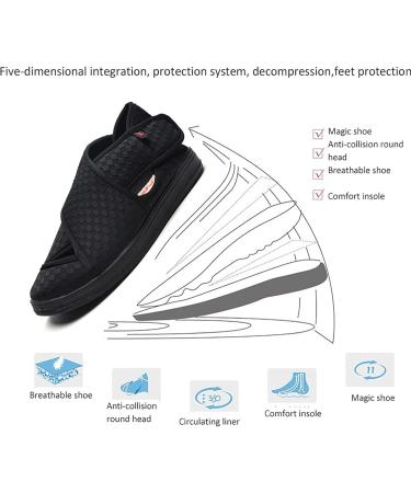 Ladies Diabetic Edema Shoes - Adjustable Open Toe Slippers for Swollen Feet | Comfortable Outdoor Foam Footwear for Plantar Fasciitis - Size 6 Black - Buy Online on GoSupps.com