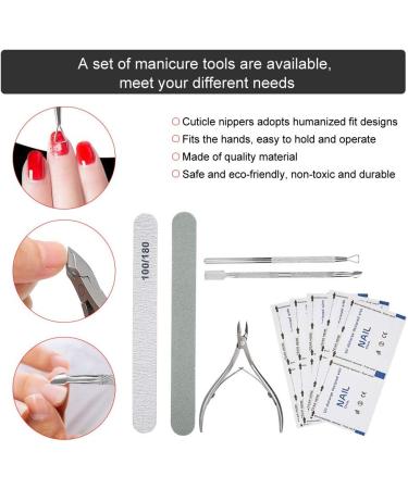 Manicure Tool Set Stainless Steel Double Head Nail File Cuticle Nippers Pusher Polish Removal Planing Tool for Home and Salon Use - Buy Online on GoSupps.com