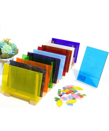 NUODITOS 12 Sheets Mixed Transparent Stained Glass 4X6 - Cathedral Art Mosaic Tiles for Crafts - Buy Online on GoSupps.com