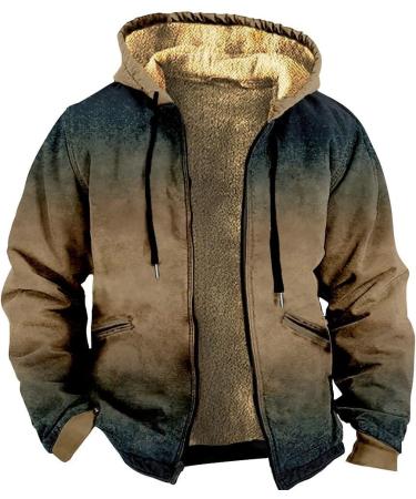Hanxiulin Oversized Warm Plush Jacket for Men | Winter Hooded Fleece Coat - Lightweight & Stylish Khaki L - Buy Online on GoSupps.com