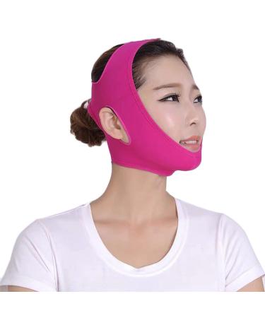 BLUGY Skin Care Roller Post SurgicalS Chin Strap Neck and Chin Compression Garment Wrap Face Slimmer (Hot Pink One Size) Hot Pink One Size