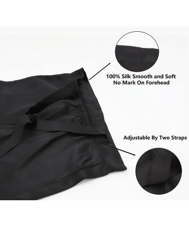 SAYMRE Long Silk Bonnet - 100% Mulberry Silk Sleep Cap for Women | Adjustable Elastic Band | Silk Satin Wrap for Curly Hair & Dreadlocks - Black - Buy Online on GoSupps.com