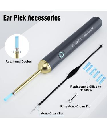NIUQICT Ear Cleaner 1080P Camera with Lights - Ear Wax Removal Tool Kit 9 Pcs - Wireless Otoscope for Kids, Adults & Pets - Golden Black - Buy Online on GoSupps.com