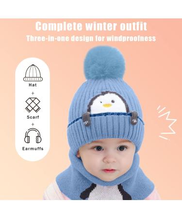 Rayson Kids Winter Hat and Scarf Set - Fleece Lined Beanie with Loop Scarf for Toddlers - Outdoor Sport - Blue - Buy Online on GoSupps.com