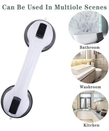 Suction Shower Grab Bar for Bathroom 12" Handle & Bathtub Balance Handle Suction Cup Handle Grab bar with Dual Locking Anti-Slip Grip Safety Grab Bars for Elderly Senior Assist Bath Handle 1 Pack - Buy Online on GoSupps.com