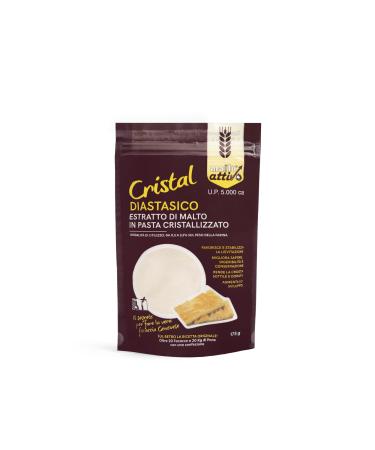 Active Malt, Diastasic Crystal 175g, Crystallized Malt Extract with High Diastasic Power, Barley Malt and But Ideal for Breading, 5,000 units Pollak, Made in Italy.