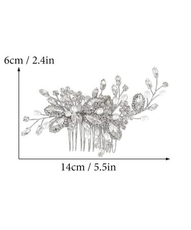 Easedaily Rhinestone Bride Wedding Hair Comb - Silver Crystal Bridal Hair Piece with Pearl Accents for Women and Girls - Buy Online on GoSupps.com