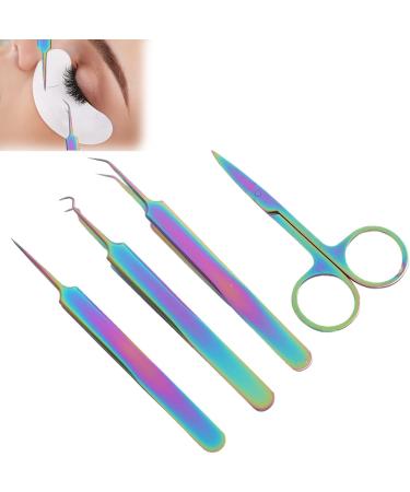 4-Piece Stainless Steel Nail Art Tool Set - Curved & Straight Tweezers Nail Scissors Rhinestone Picker for Eyelash Extensions - Buy Online on GoSupps.com