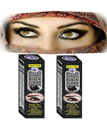 BlueQueen Kohl Black Eyeliner Shadow Powder Kajal Moroccan Beauty Set - 2 Pcs (8g) - 0.3oz - Buy Online on GoSupps.com