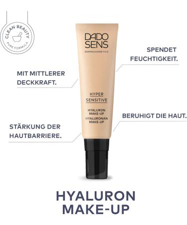 DADO SENS HYPERSENSITIVE HYALURON MAKE-UP beige 30ml - For sensitive skin for a natural even complexion medium coverage strengthens the skin barrier and soothes vegan - Buy Online on GoSupps.com