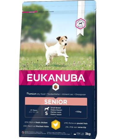 Eukanuba Senior Dog Food with Fresh Chicken for Small Breeds - Premium Dry Food 3 kg Pack - International Shipping Available - Buy Online on GoSupps.com