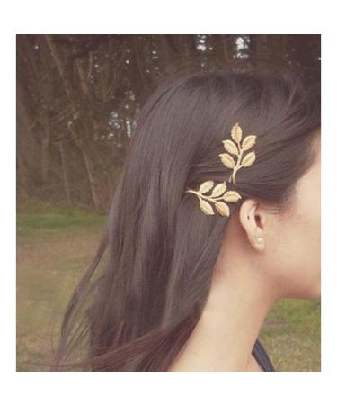 Olbye Leaf Hair Clip Dainty Gold Metal Barrette Hair Pin Bridal Hair Accessories Hair Holder For Women and Girls 2 Pcs