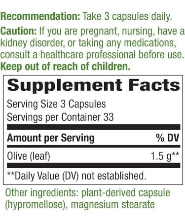 Nature's Way Olive Leaf Health Supplement 100 Count Natural 100 Count (Pack of 1) - Buy Online on GoSupps.com