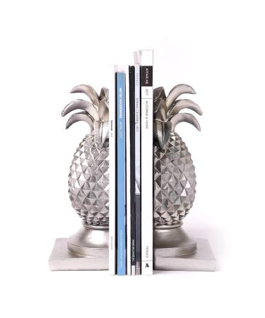 HAUCOZE Bookends Modern Sculpture Figures Pineapple Decor Statue Gift Living Room Art Polyresin Ornament Silver 26cm