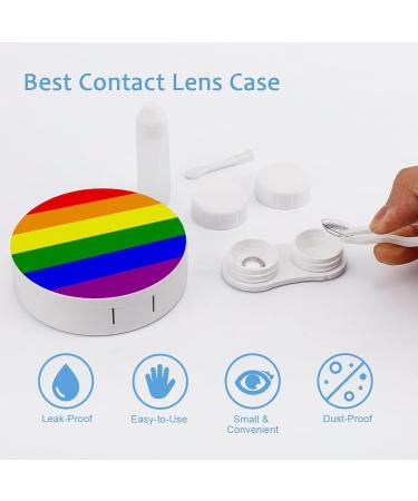 LGBT Pride Flag Round Case For Contact Lens Kit Storage Box with Mirror Printed - Buy Online on GoSupps.com