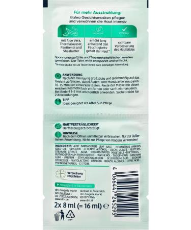 Volans Balea Aloe Vera Mask Facial Mask 10x8 ml 80 ml - Buy Online on GoSupps.com