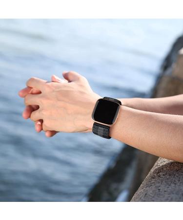 Amzpas 3 Pack Adjustable Elastic Watch Bands for Fitbit Versa 2/Versa/Versa Lite - Black Leopard Design - Soft Stretchy Loop Bracelet for Women and Men - Replacement Wristbands - Fitbit Versa 2 Smart Watch Compatible - Buy Online on GoSupps.com