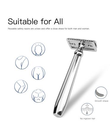 CSB Classic Double Edge Safety Razor - Reusable Chrome DE Razor for Men & Women | 10 Blades Included - Eco-Friendly Shaving Solution - Buy Online on GoSupps.com
