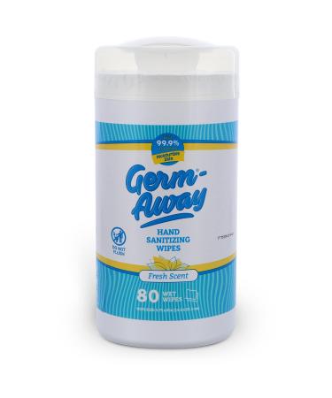 Germ-Away Hand Antibacterial Wipes - Hand Sanitizer Wipes for Kids & Adults Kills 99.9% Germs on Skin - Anti Bacterial Wipes for Travel Home or Office 80ct Bulk Supply Hand Cleaner Wipes Fresh Scent 1 Canister - Buy Online on GoSupps.com