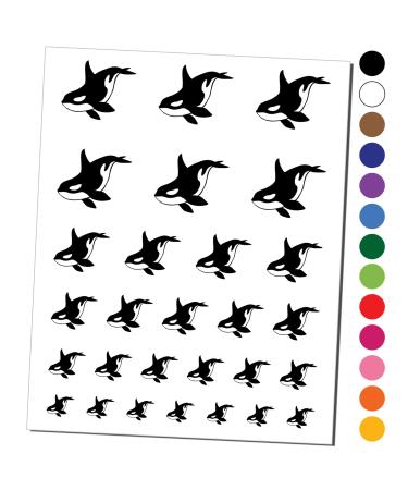 Majestic Orca Killer Whale Temporary Tattoo Water Resistant Fake Body Art Set Collection - Black (One Sheet)