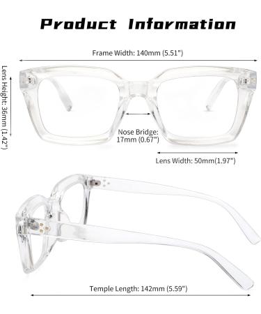 Buy Acme Blue Light Filter Glasses for Women & Men - Large Frame Computer Glasses 50mm Transparent White - Buy Online on GoSupps.com