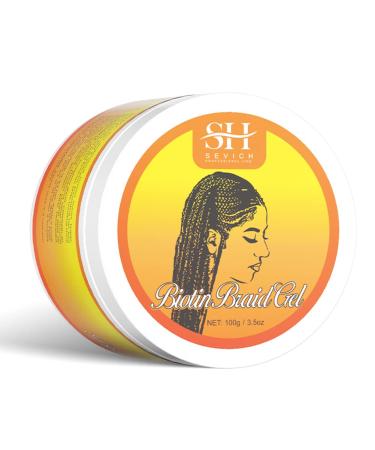 SEVICH Biotin Care Braid Gel - Extreme Hold Braid Wax Shining Curly Hair Gel Hair Damage Repair Formula High Shine Braiding Gel & Edge Control 3.5Oz/100g