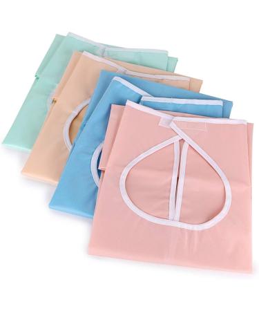 JuxYes Pack of 4 Waterproof Adult Bibs with Crumb Catcher - Washable Eating Care Bibs Reusable Terry Clothing Protectors Bibs for Elderly Seniors - Buy Online on GoSupps.com