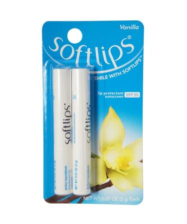 Softlips Lip Protectant/Sunscreen SPF 20 Value Pack Vanilla 0.07 Ounce (Pack of 2)