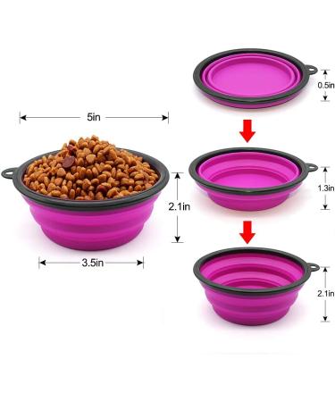 Slson 2 Pack Foldable Travel Dog Bowl - Safe & Portable Pet Bowl with Carabiners | Perfect for Cats & Dogs - 350ml - Purple & Green - Buy Online on GoSupps.com
