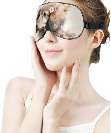 Watercolor Dachshund Sleeping Mask - Soft Pink Eye Mask with Flowers | Adjustable Light-Blocking Eye Cover for Women & Men - Buy Online on GoSupps.com