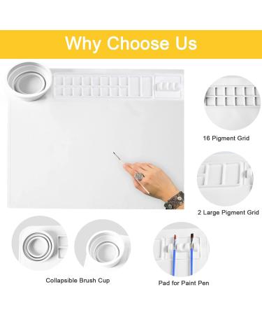 Phhasxyle Silicone Painting Mat - 20x16 inch White Craft Mat for Kids & Adults - Non-Stick Silicone Sheet for Art & Handmade Projects - Includes Cleaning Cup - Buy Online on GoSupps.com