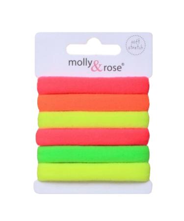 Set of 6 Neon Soft Jersey Endless Hair Elastics Bobbles Bands by Pritties Accessories