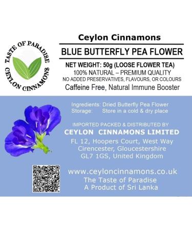 Ceylon Cinnamons Pure & Natural Butterfly Loose Flower 50g Loose Blue Matcha Caffeine-Free Flower Tea Sparkle your smoothies baking cuisines - Buy Online on GoSupps.com