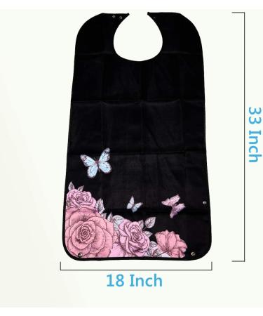 Black Washable Adult Bibs with Crumb Catcher (3 Pcs) - Reusable Clothing Protector for Women | Waterproof Backing, Ideal for Eating - Buy Online on GoSupps.com