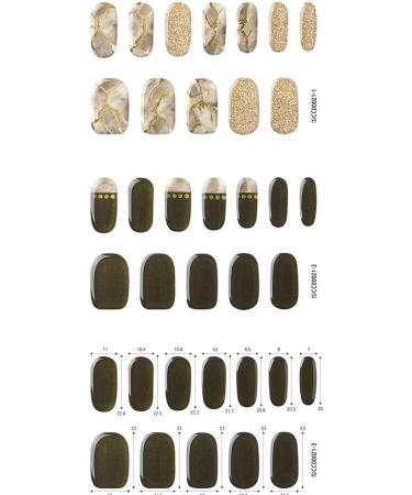 Zinipin Gellight Semi-Cured Gel Nail Strips | 36 Nail Wraps | Includes Nail Wipes Cuticle Stick & Nail File | Gold Foil Neutral Glitter Marble (Juniper Khaki) - Buy Online on GoSupps.com