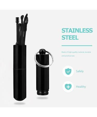 Healifty Ear Wax Removal Kit - 6 Piece Stainless Steel Ear Pick with Portable Storage Box for Easy Earwax Removal Anytime, Anywhere - Black - Buy Online on GoSupps.com