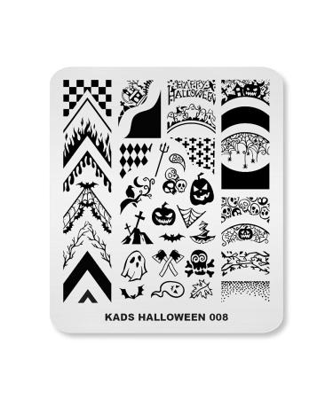 Kads Halloween nail plates nail stamp templates nail art stamping kits with pumpkin spirit dead head bat image plates for DIY decoration (ha008)