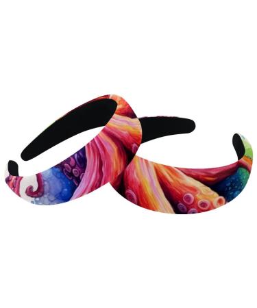Headbands Women Hair Head Bands 2 Pieces Wide Top Turban Velvet Hair Bands Elastic Headband Octopus-478 Fashion Head Wrap 2 Size Multi-colored 4