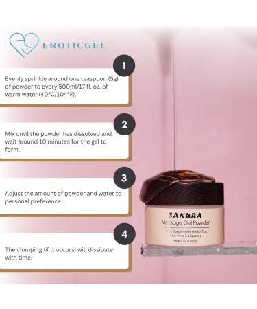 Japanese Nuru Massage Gel Powder 40g Sakura Edition | Aloe Vera Seaweed Liquorice & Green Tea | Made in Japan | Vegan Odourless Stain-Free | Paraben & Glycerine Free | Makes 1.05 gal Sakura Vegan - 40g - Buy Online on GoSupps.com