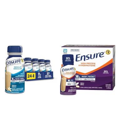 Ensure Regular Nutritional Supplement Shake Value Pack & High Protein 16 g Nutritional Supplement Protein Shakes Ready To Drink Vanilla 6 x 235-mL Bottles Shake + Protein 16 g