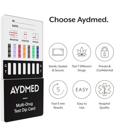 Aidteq Professional Rapid Multi-Drug Test Dip Cards 5 Pack | Urine Drug Test for THC, COC, OPI, MTD, AMP, MDMA, BZO - Buy Online on GoSupps.com