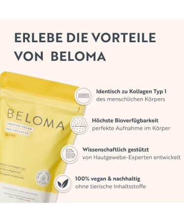 Beloma Vegan Collagen Powder | High Bioavailability Type 1 | Quick Solubility & Fresh Lemon Taste | 30 Portions - Vecollal Active Ingredient - Buy Online on GoSupps.com