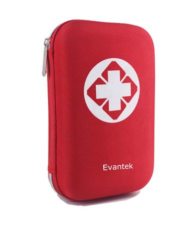 Evantek First Aid Kit Medical Med - 155 Pcs Kit Waterproof Emergency Kit for Camping Hiking Home Outdoor Truck Vehicle Car Fishing Travel Biking (RED)1