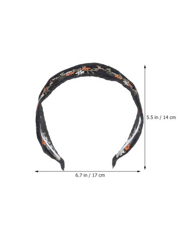 Minkissy Black Wide Floral Boho Headband - Vintage Ethnic Style Hair Accessories for Women & Girls - Buy Online on GoSupps.com