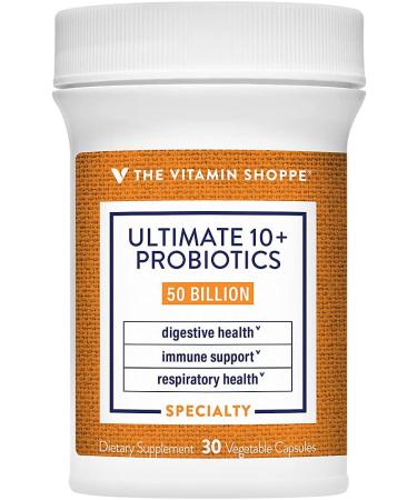 The Vitamin Shoppe Ultimate 10+ Probiotics 50 Billion CFU - 10 Probiotic Strains for Digestive Health Immune & Gut Support (30 Vegetable Capsules) 30 Count (Pack of 1) - Buy Online on GoSupps.com