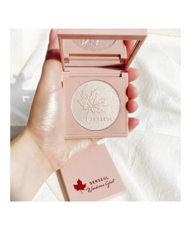 Serseul Highlighter Makeup Palette Highlighter Powder Glossy Glitter Highlight Makeup Palette come with mirror -Whtie Champagne 01White Champagne