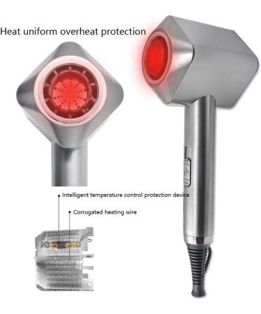 Professional Hair Dryer 2000W AC Motor Negative Ionic Technology Blow Dryer with Hot/Cold Compact Anti-frizz Ionic Hairdryer with Styling Nozzle Quick Drying for Men and Women Purple Small Gift Silver - Buy Online on GoSupps.com